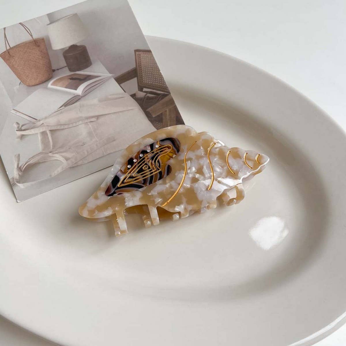 Sea Shell & Lobster Hair Claw, Ocean Animal Clip