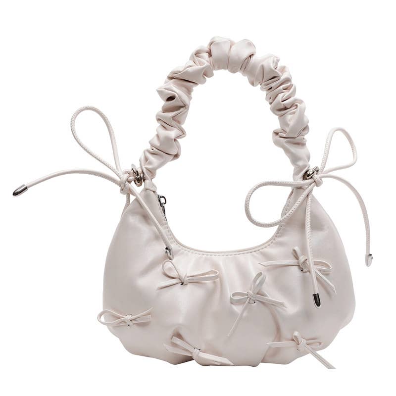 Fashionable pleated bow crossbody bag