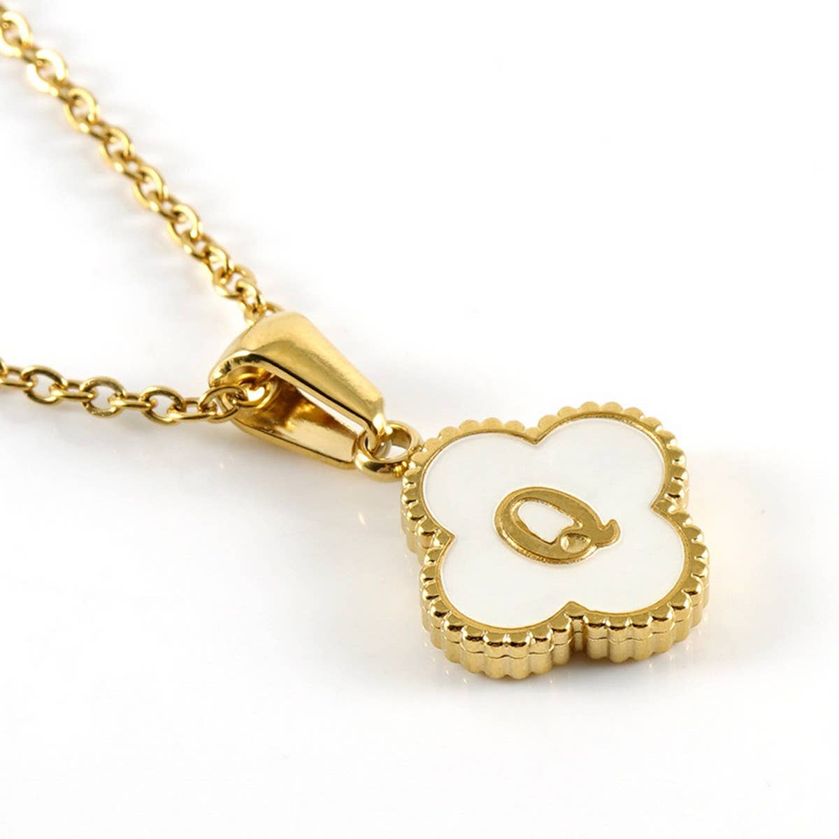 CWAJE1944_Simple Four Leaf Clover Letter Necklace