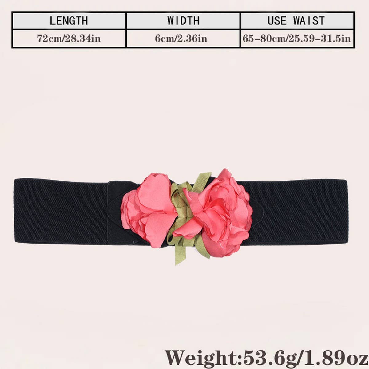Floral Wide Elastic Waist Belt for Summer Dress