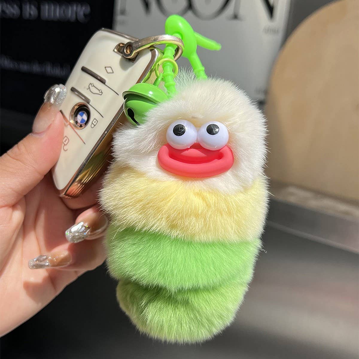 CUTE CATERPILLAR CAR KEYCHAIN PENDANT PLUSH DOLL