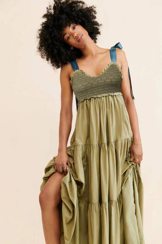 CWDMD5698_SLEEVELESS TIE STRAP BODYCON COMMUTE MAXI DRESS