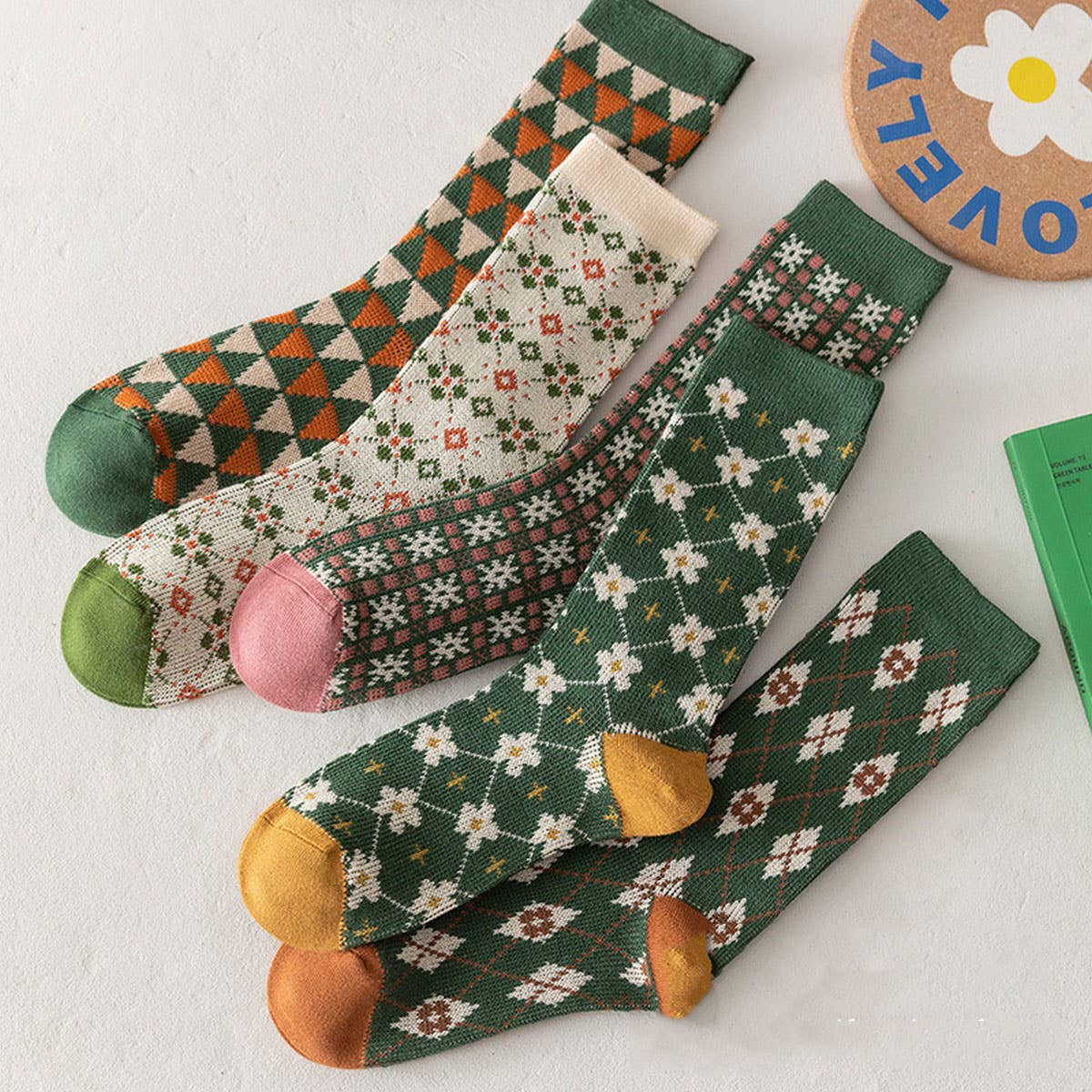 Geometric pattern fall/winter Christmas gift socks