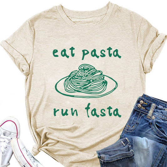 Trendy Women¡¯s Short Sleeve Tee ? Eat Pasta Run