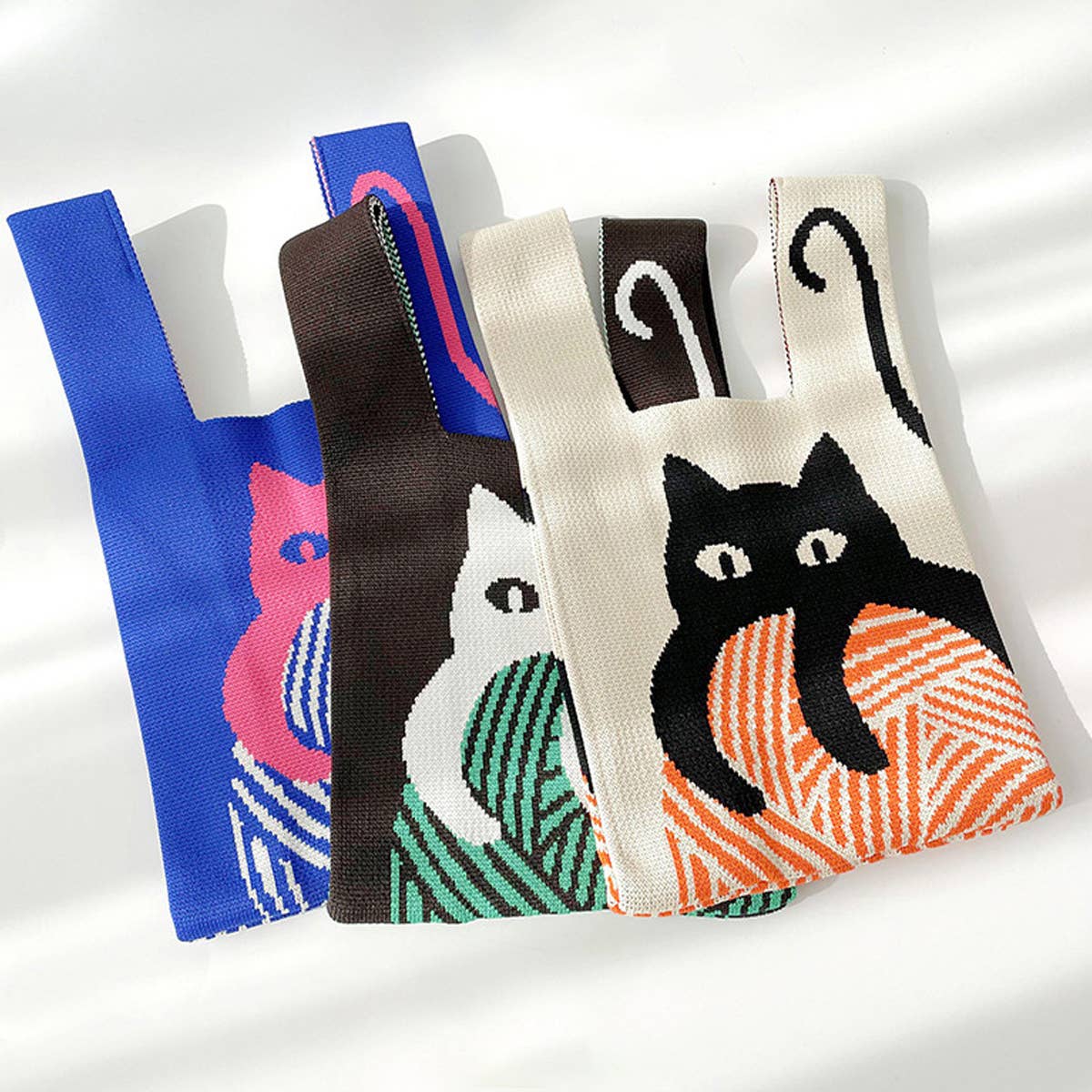 CUTE CAT KNITTED SHOULDER BAG HANDBAG_CWAB1494