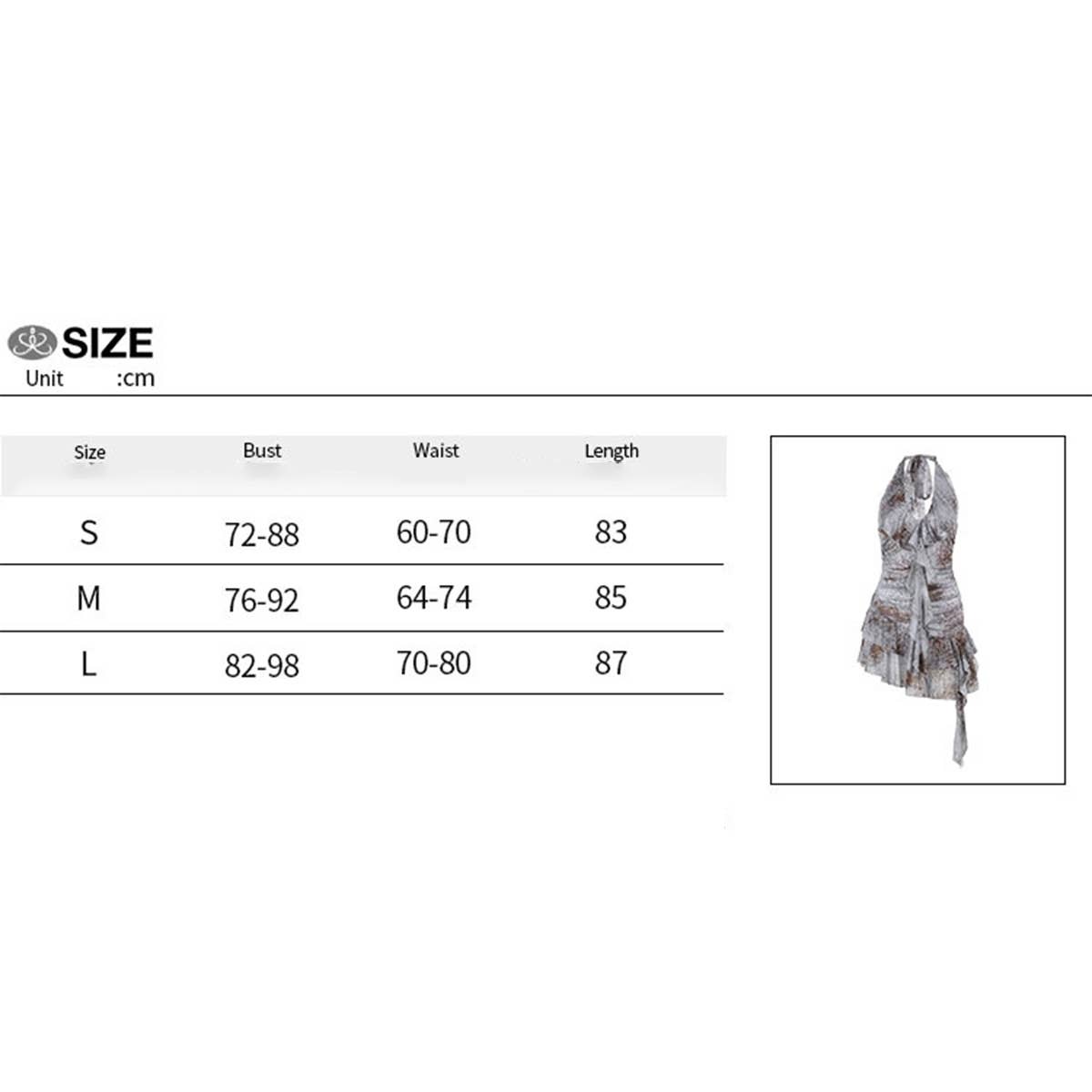 Waist mesh printed ruffled neck V-neck dress