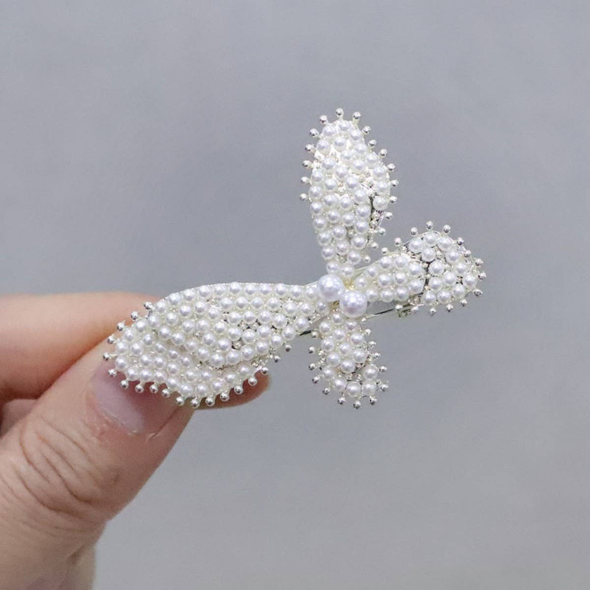 PEARL RHINESTONE BANGS CLIP BUTTERFLY HAIRPIN_CWAHA4747