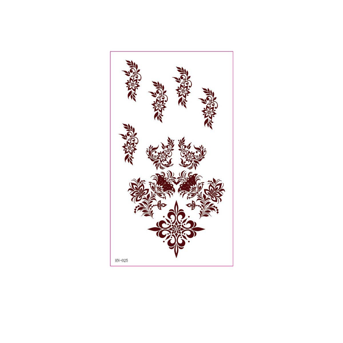 Brown Red Henna Style Tattoo Stickers Waterproof_CWMM8344