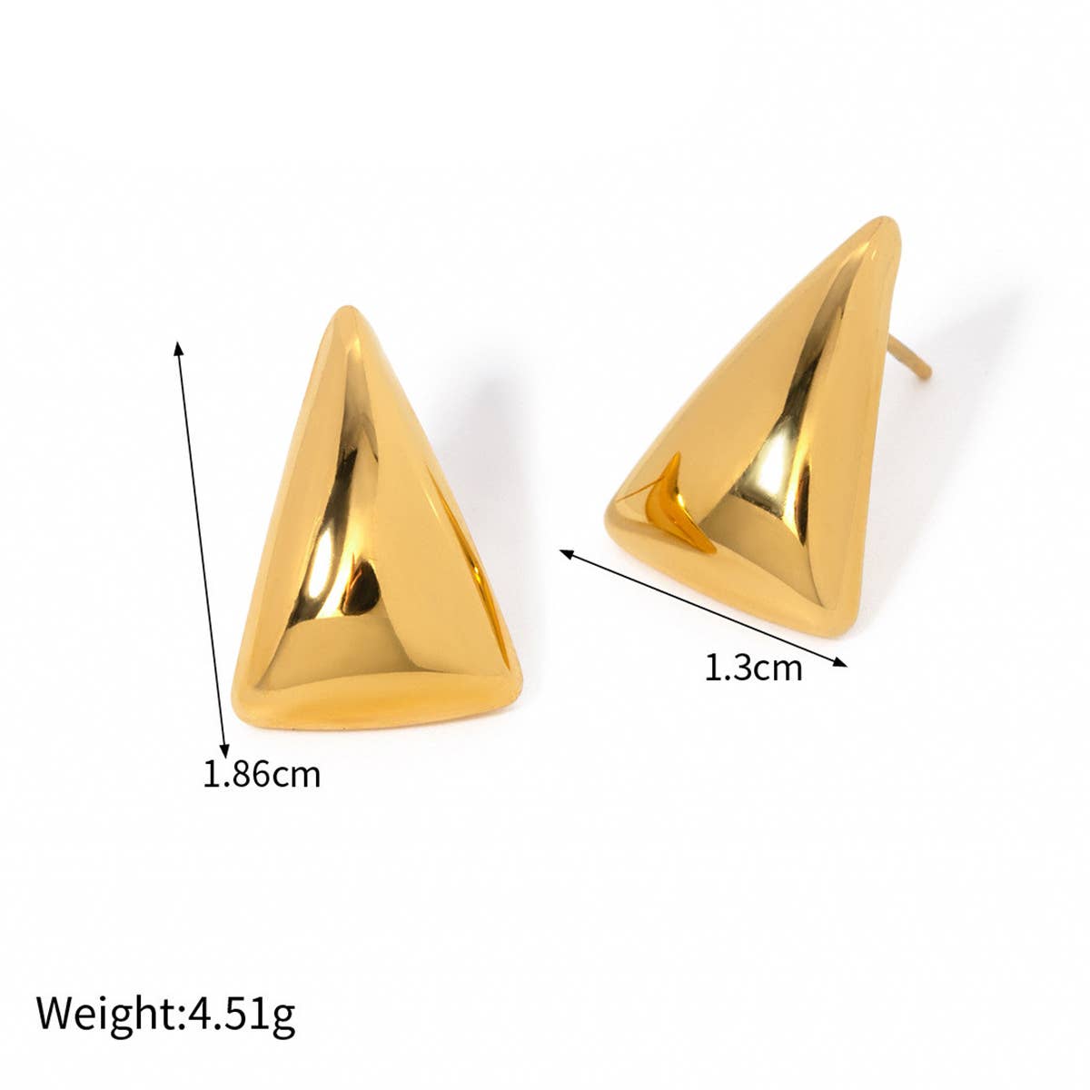 EXQUISITE 18K GOLD TRIANGULAR STUD EARRINGS_CWAHA0899