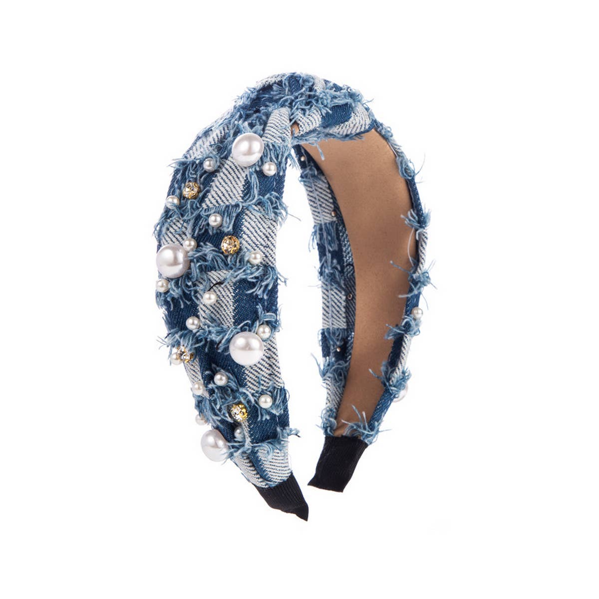 SPONGE BEADED TASSEL HIGH TOP HEADBAND_CWAHA1790