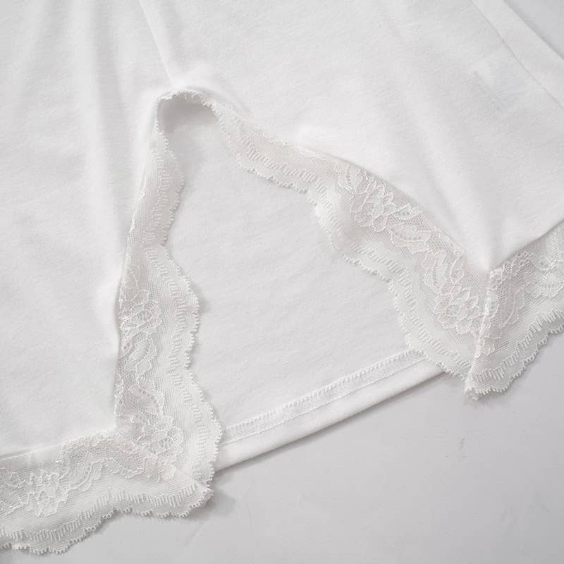 SOLID COLOR V-NECK SEXY LACE PATCHWORK TOP