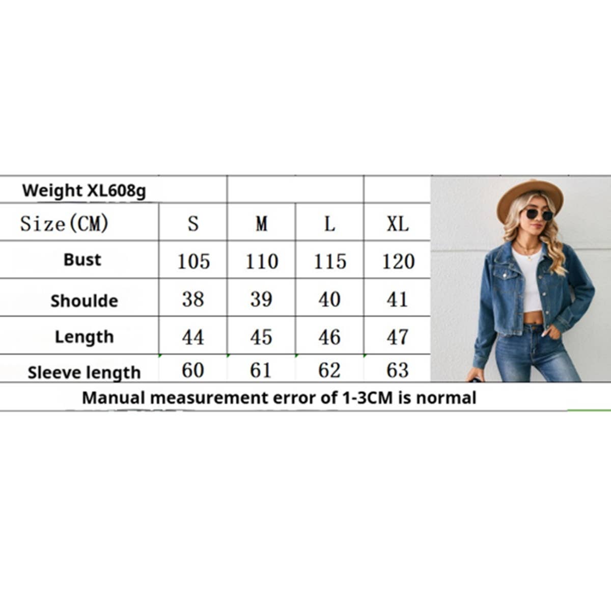 Washed Short Denim Jacket for Women ? Long Sleeve