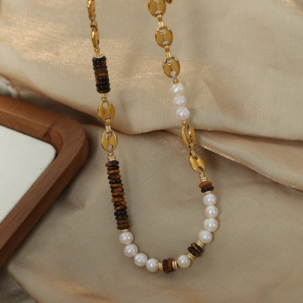 PEARL NATURAL STONE AGATE NECKLACE BRACELET_CWAJE1078