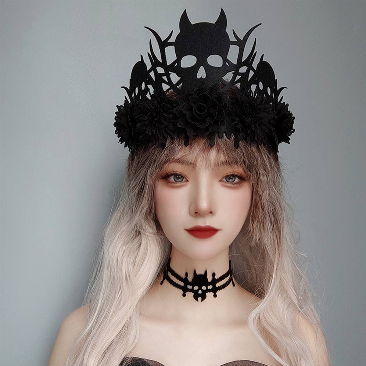 HALLOWEEN WITCH DEMON SKULL FLOWER CROWN