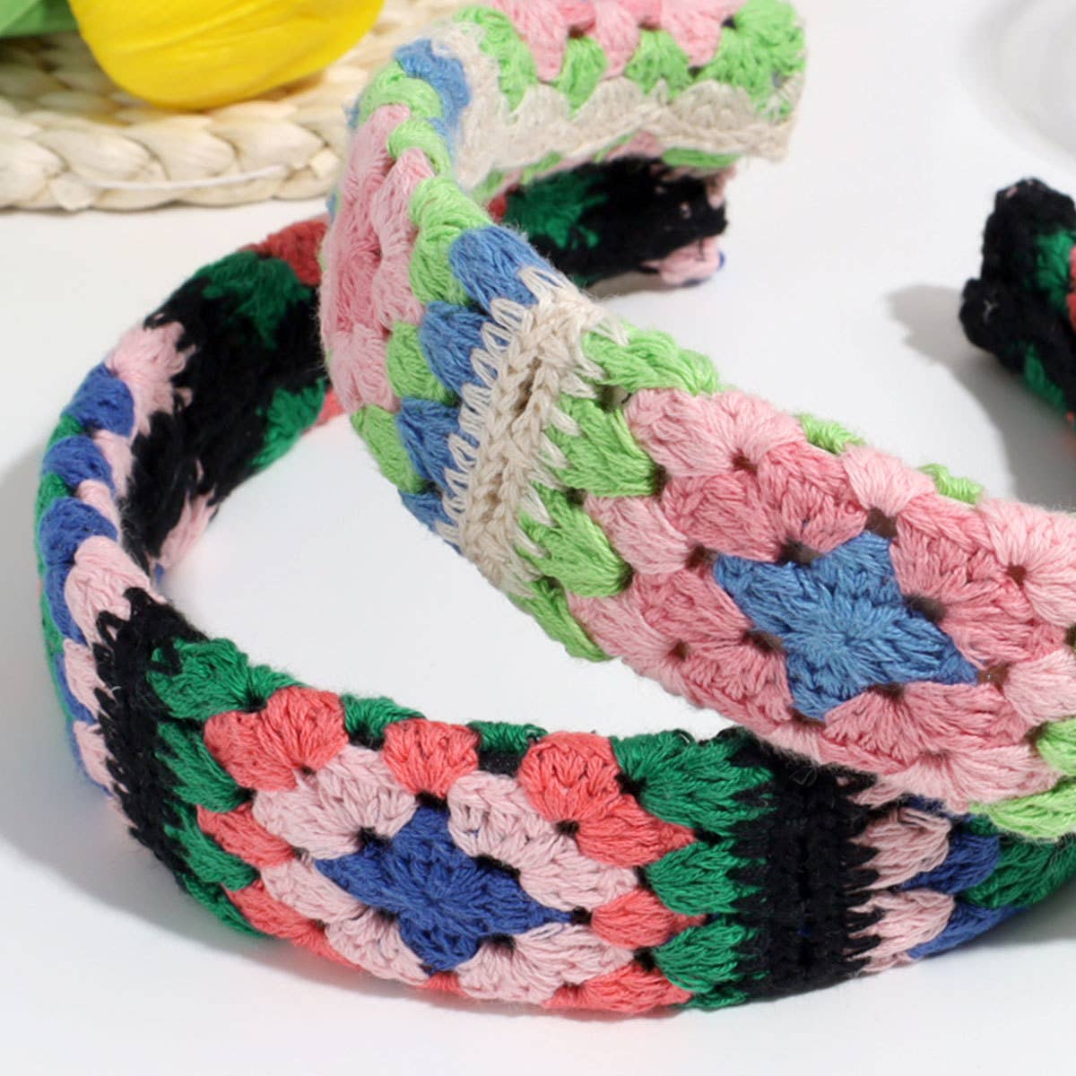 KNITTED COLOR MATCHING SWEET WIDE BRIM HEADBAND