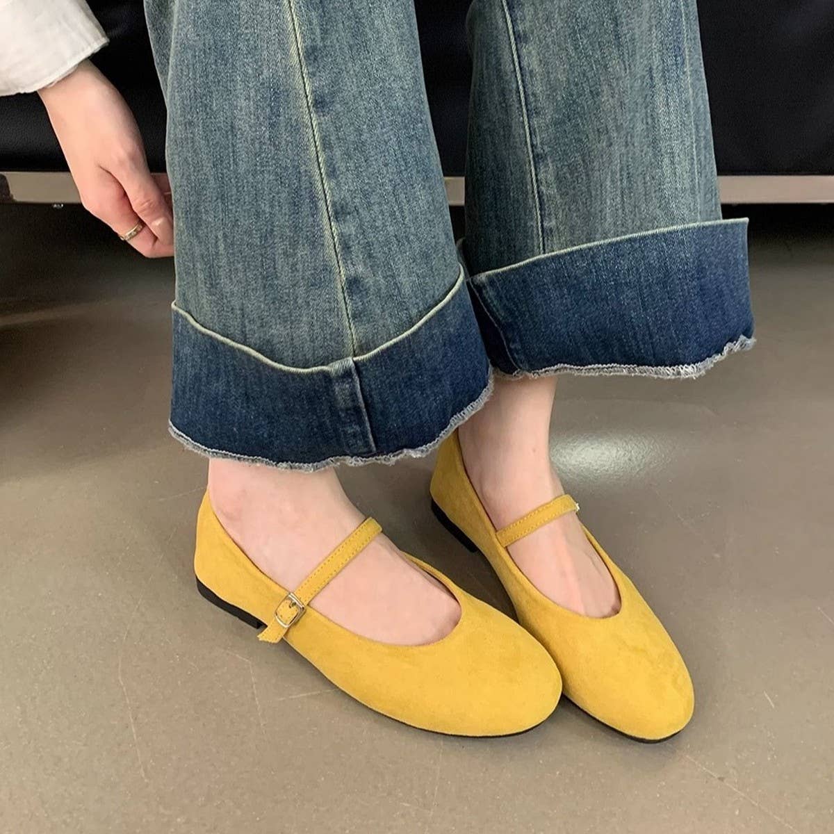 Red Flat Mary Jane Ballet Shoes with Anti-Slip Sole_CWSHF006