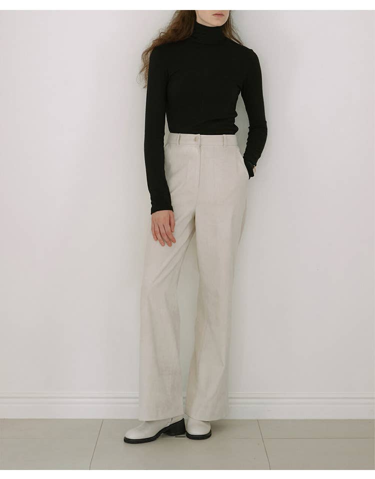 SLIM-FIT HIGH ELASTIC LONG SLEEVE FOLDED T-SHIRT