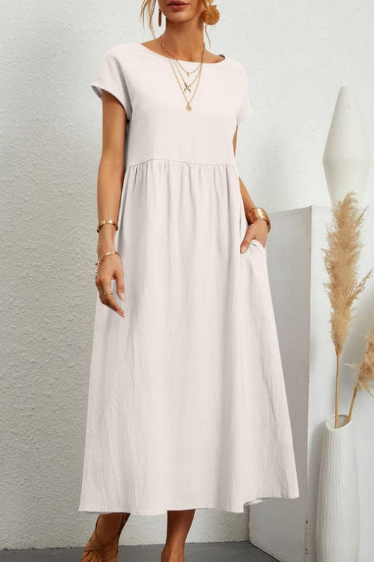 CWDMD5451_SOLID COLOR SLEEVELESS LOOSE POCKET DRESS