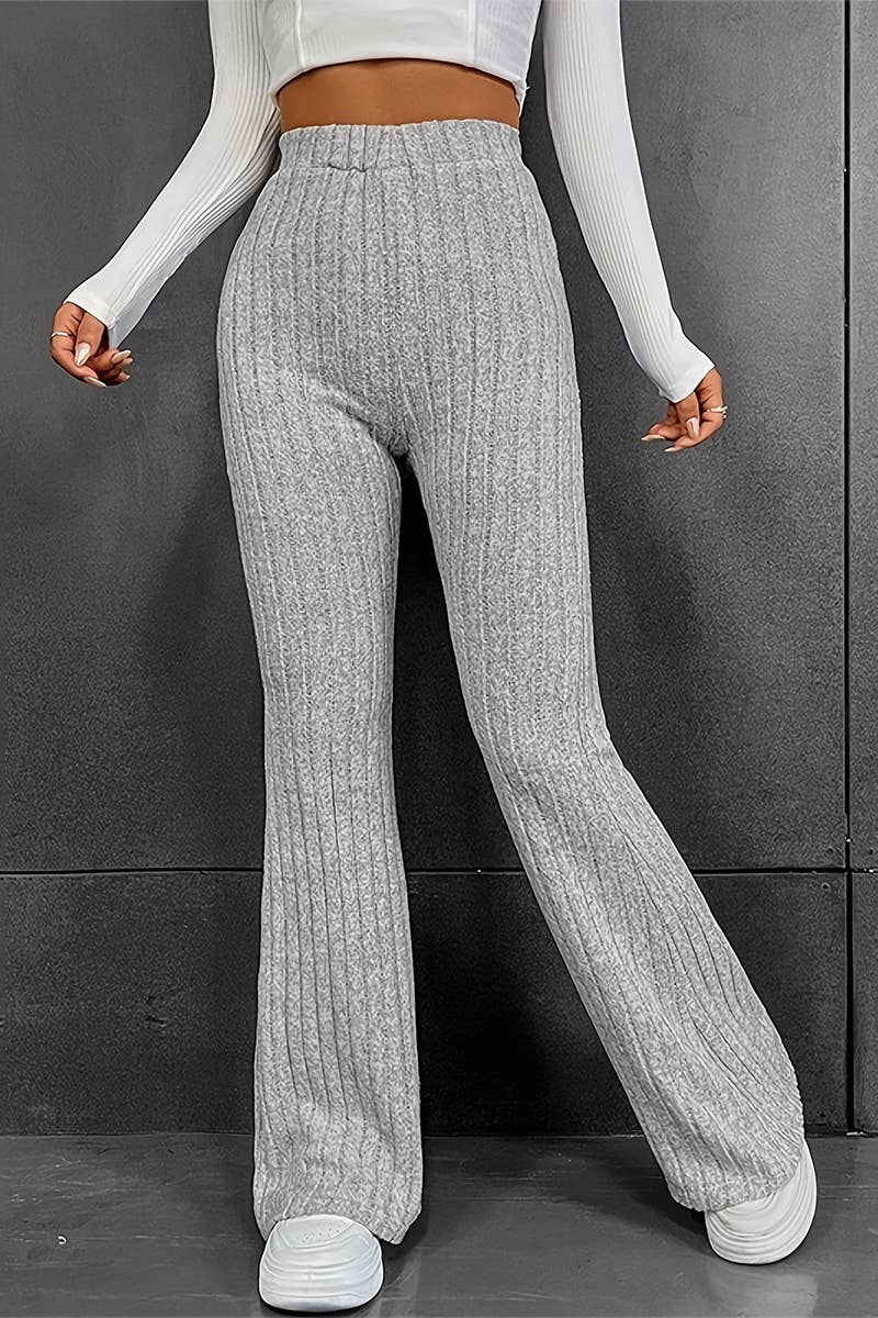 SOLID COLOR HIGH-WAISTED PANTS SLIM PANTS