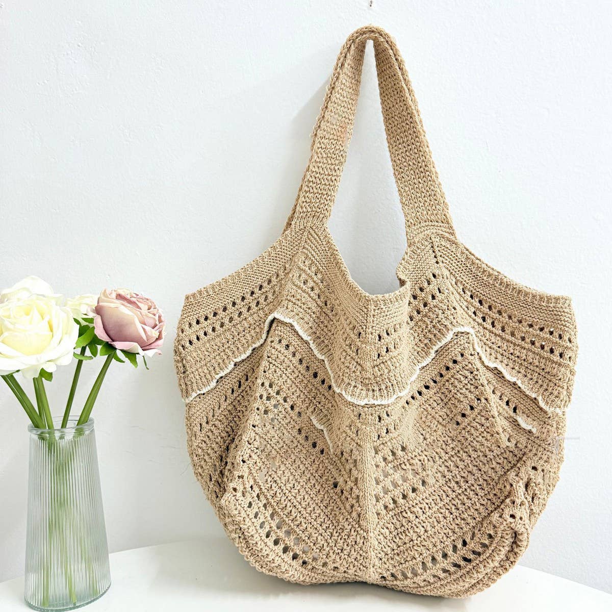 CUAB00327_2025 BOHO STRAW TOTE BAG LARGE BEACH VACATION