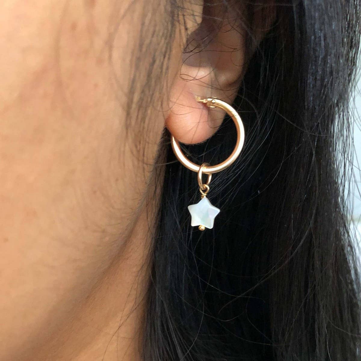 Vintage Mother of Pearl Star Moon Shell Earrings