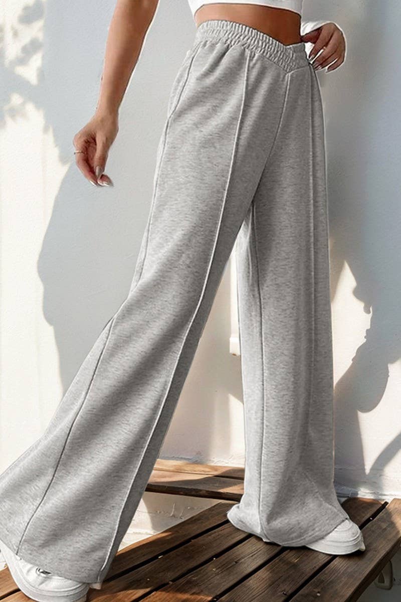 CWBLP0926_CASUAL ELASTIC HIGH WAIST WIDE LEG PANTS