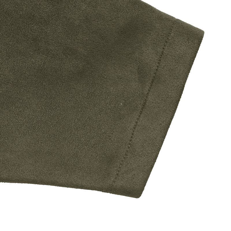 Suede-like velvet military green lapel jacket