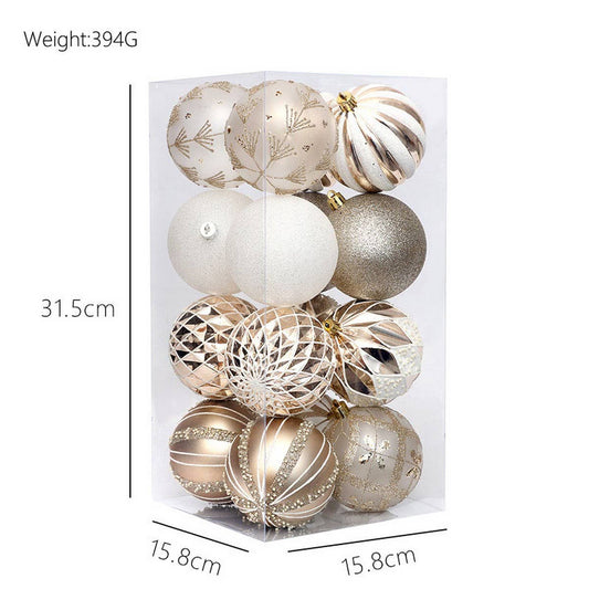 16pcs 8cm Painted Christmas Ball Ornament Set_CWMM9881