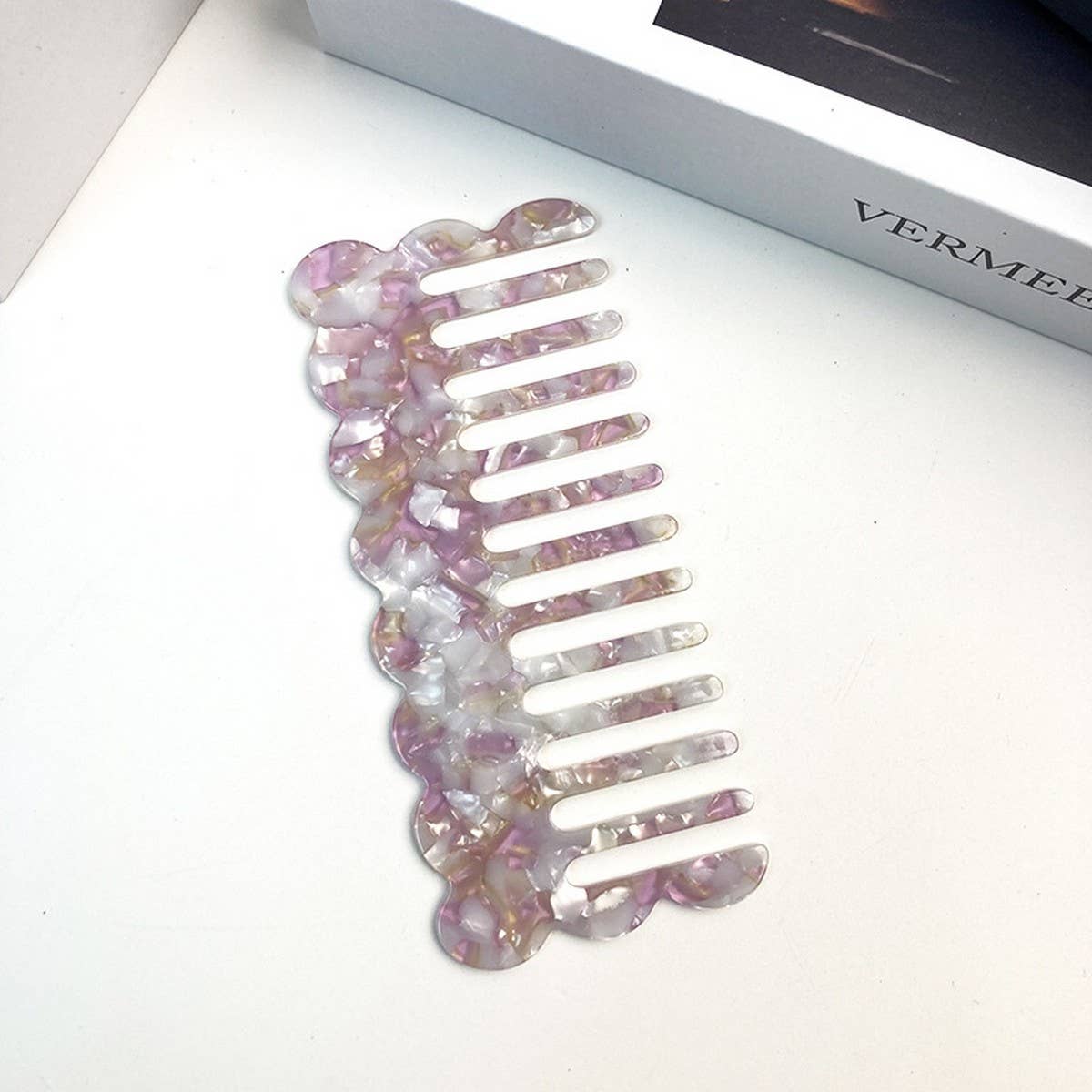 Cute Dog Wide-Tooth Comb Colorful Acetate Brush