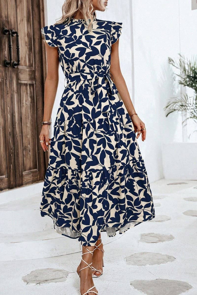 CWDMD4953_SUMMER RUFFLED FASHIONABLE PRINT FAIRY DRESS