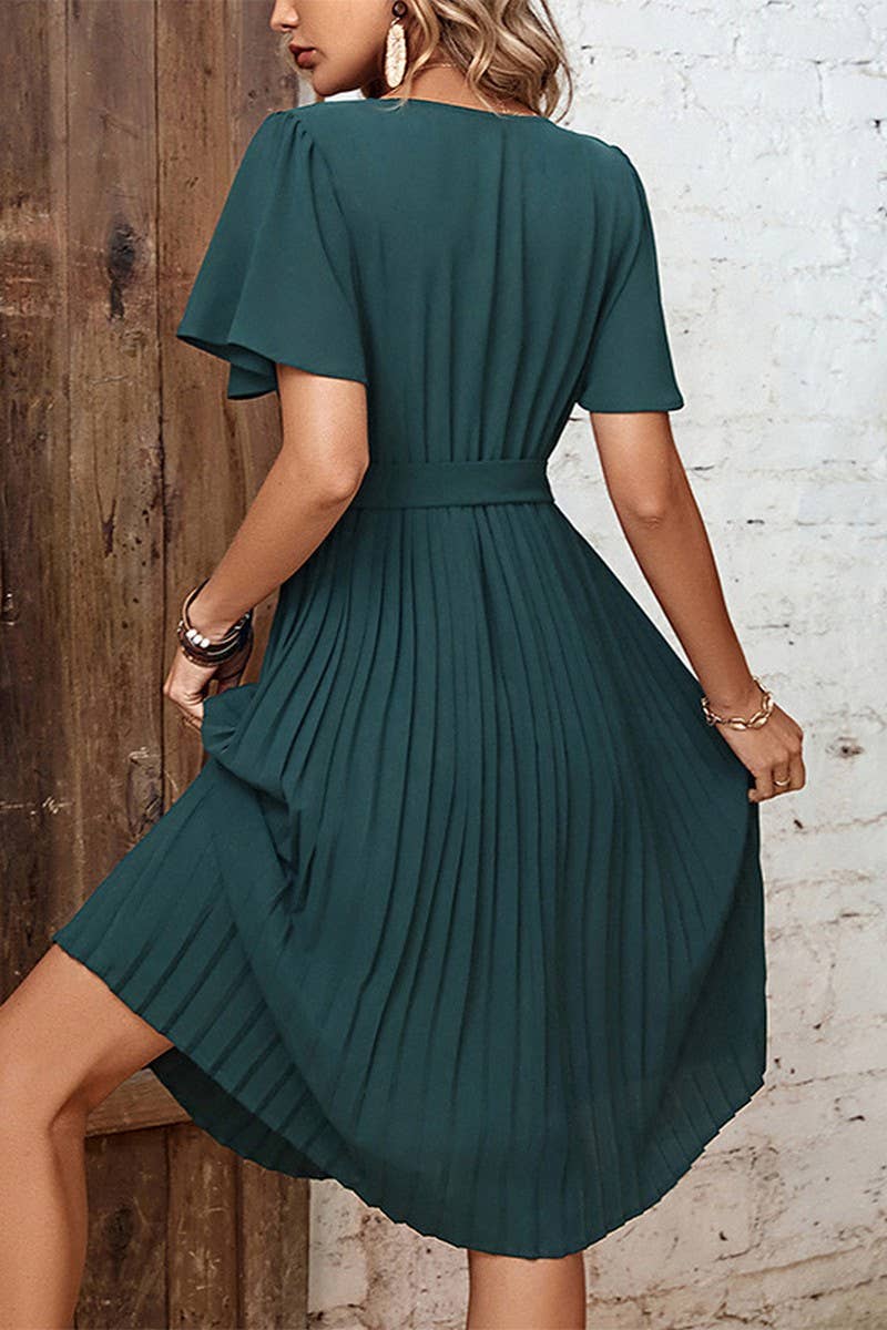 CWDMD4529_NEW STYLE ELEGANT PLEATED FRENCH RETRO DRESS