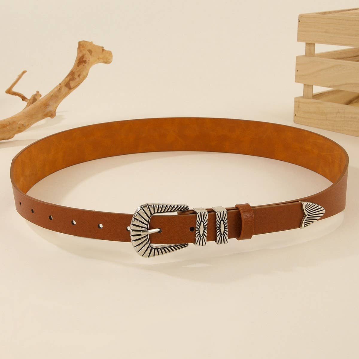 ALL-MATCH DECORATIVE RETRO NICHE BLACK TPE BELT_CWMM3946