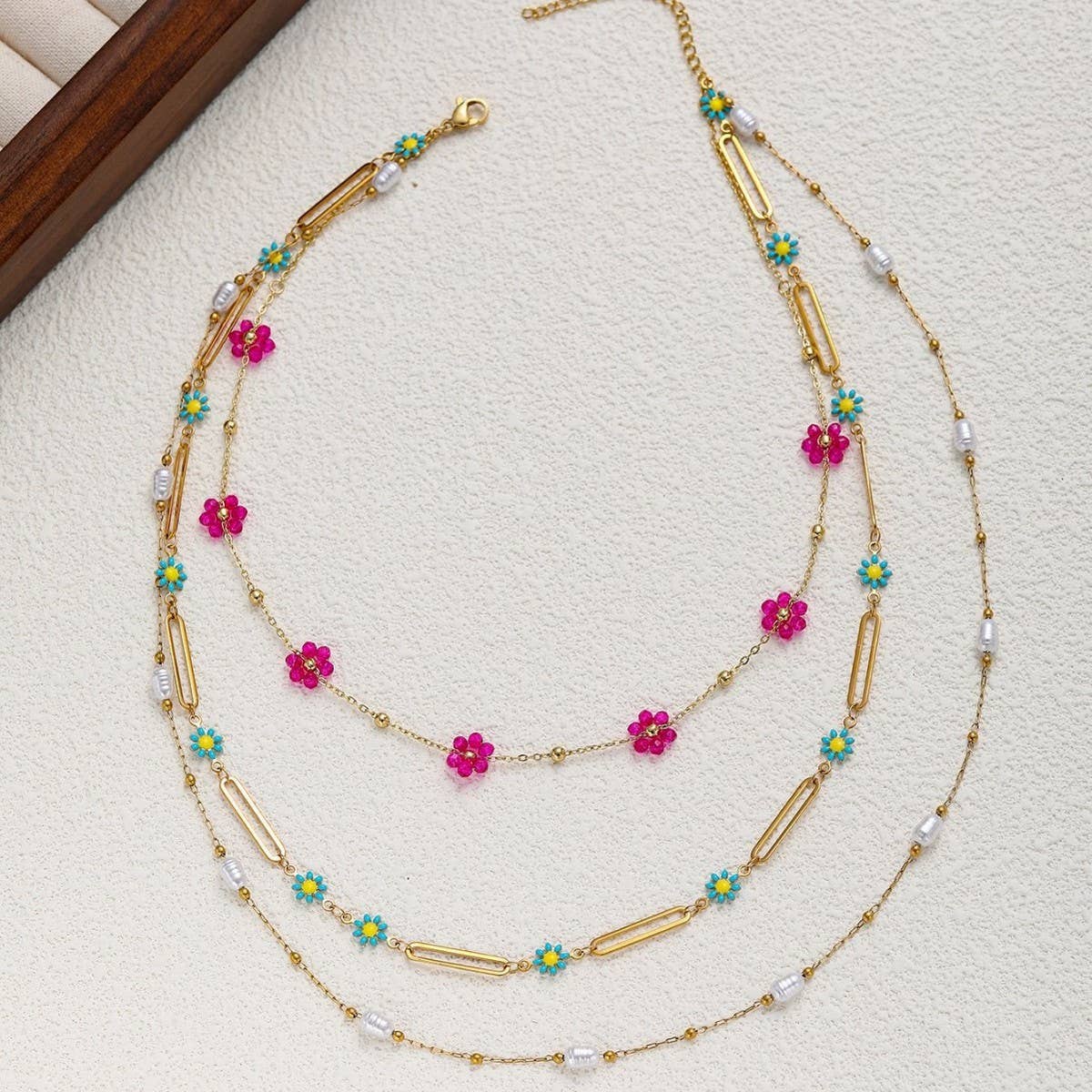 COLORFUL BEADED NECKLACE DOPAMINE CLAVICLE CHAIN