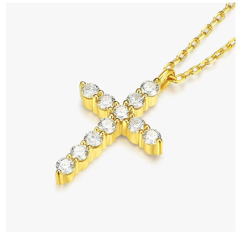 Cross necklace is a full diamond collarbone chain