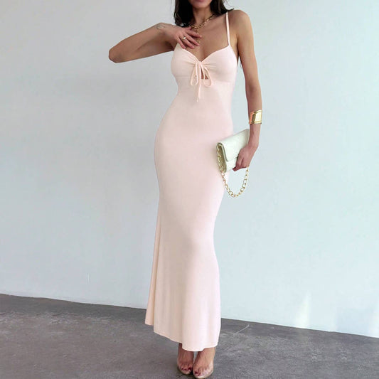 Simple sexy high-waist and high-hip halter dress