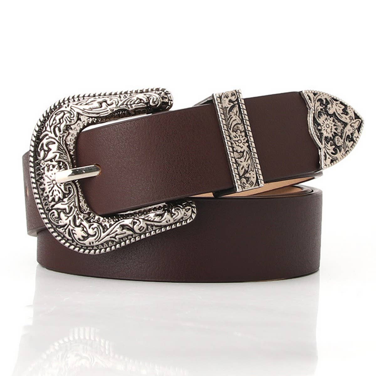 CLASSIC VINTAGE BUCKLE BELT WITH EMBOSSED_CWABE0388