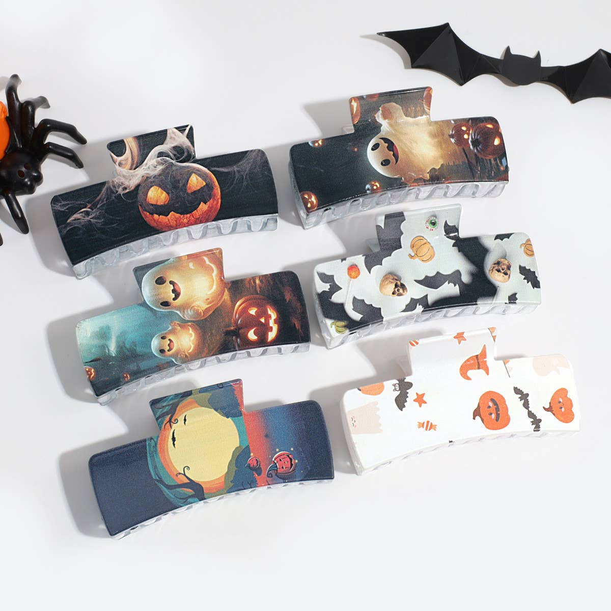 Halloween Ghost, Pumpkin & Bat Hair Claw