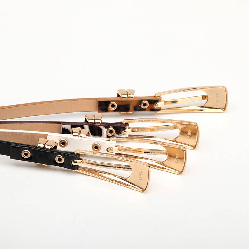 Leopard-print alloy pin buckle fashionable belt