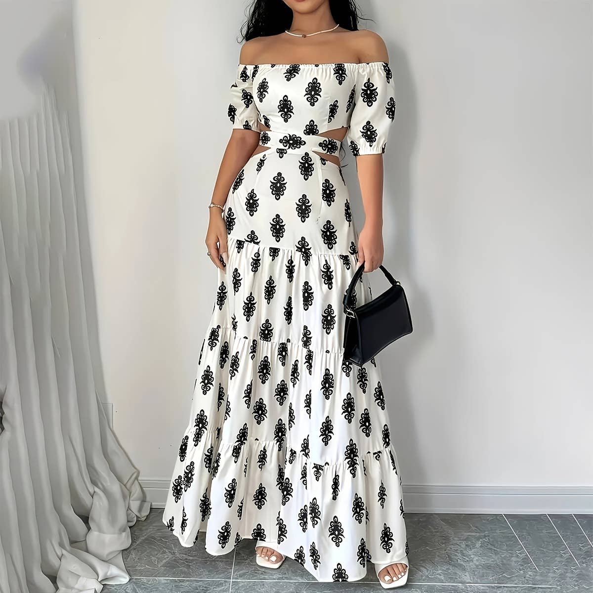 One-shoulder strapless strap sexy A-line dress