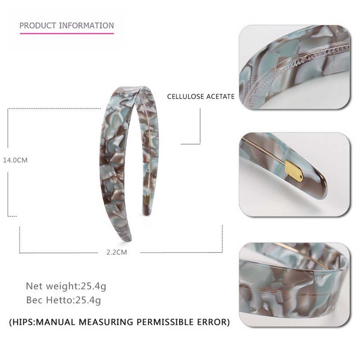 ACETATE HAIR ACCESSORIES WIDE HEADBAND_CWAHA4359