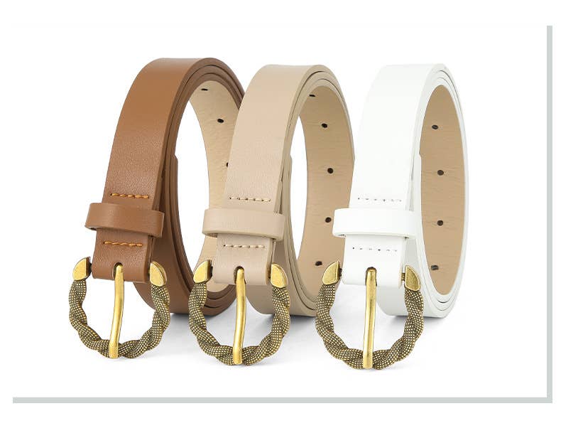 Serpentine pin buckle PU leather women's belt high-grade