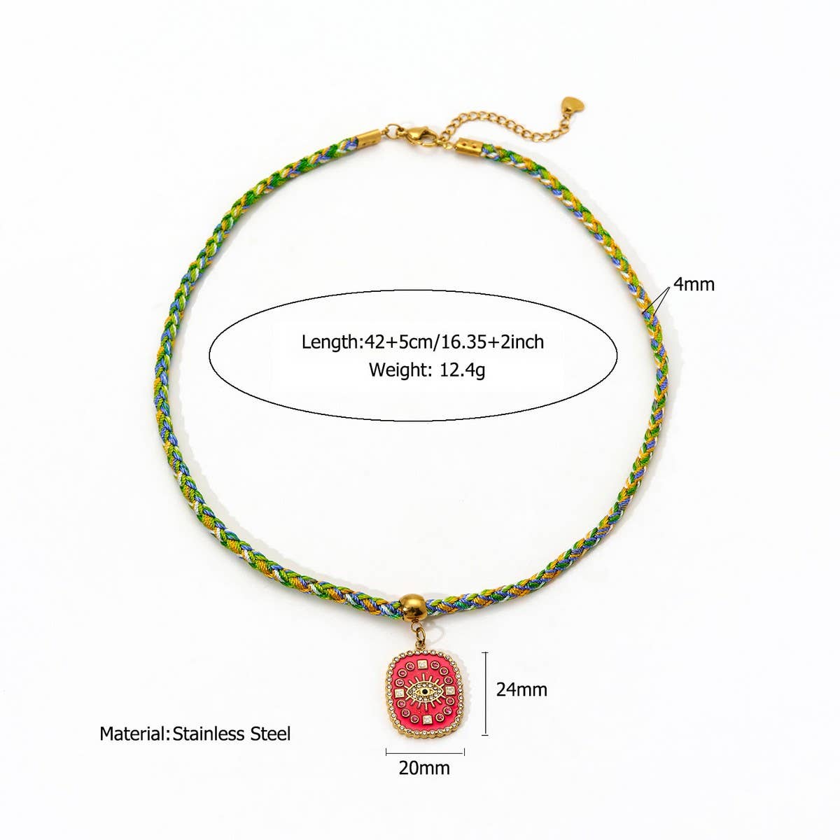 Colorful Handmade Rope Necklace with Pendant