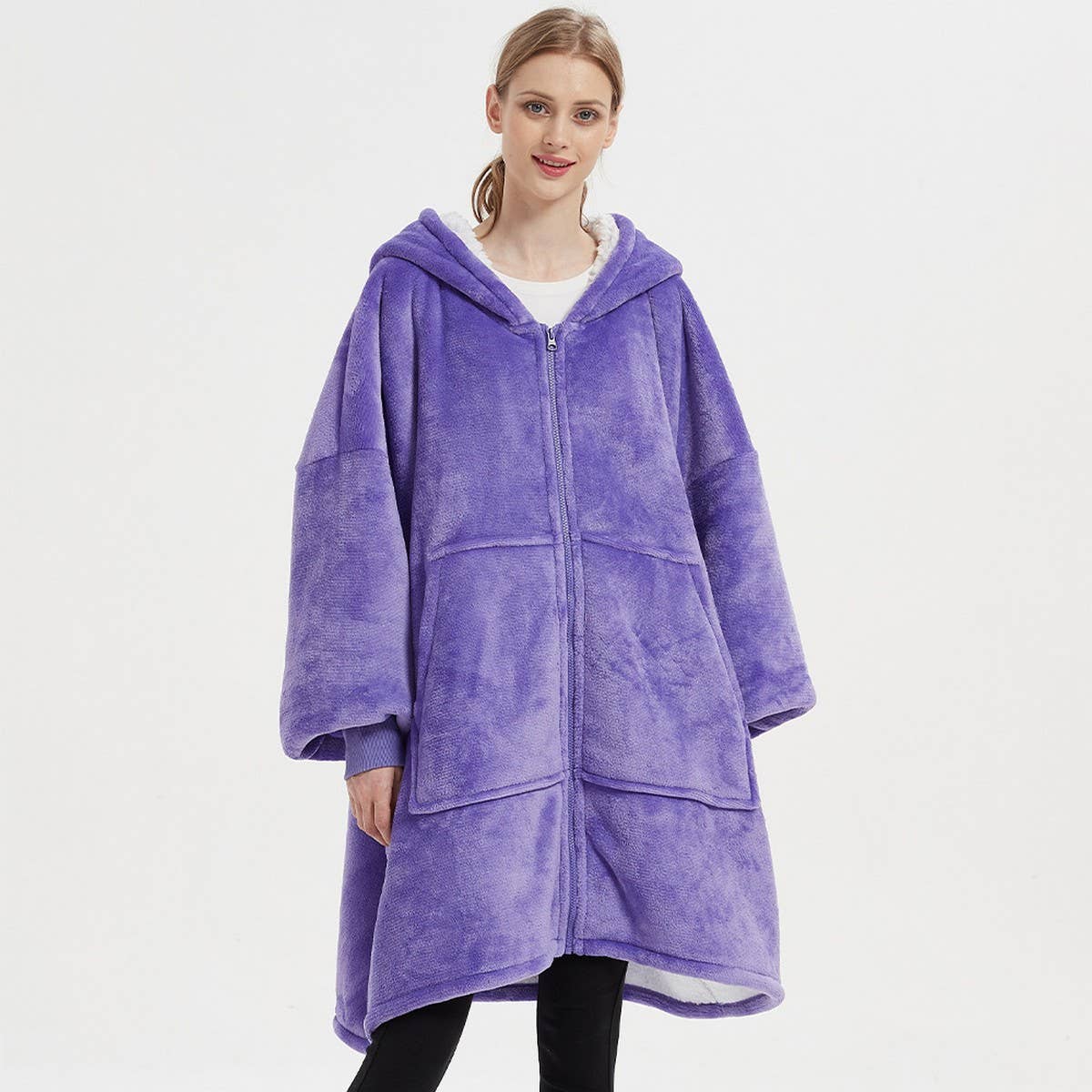 Couple¡¯s Wearable Hoodie Blanket Zip-Up Sweatshirt