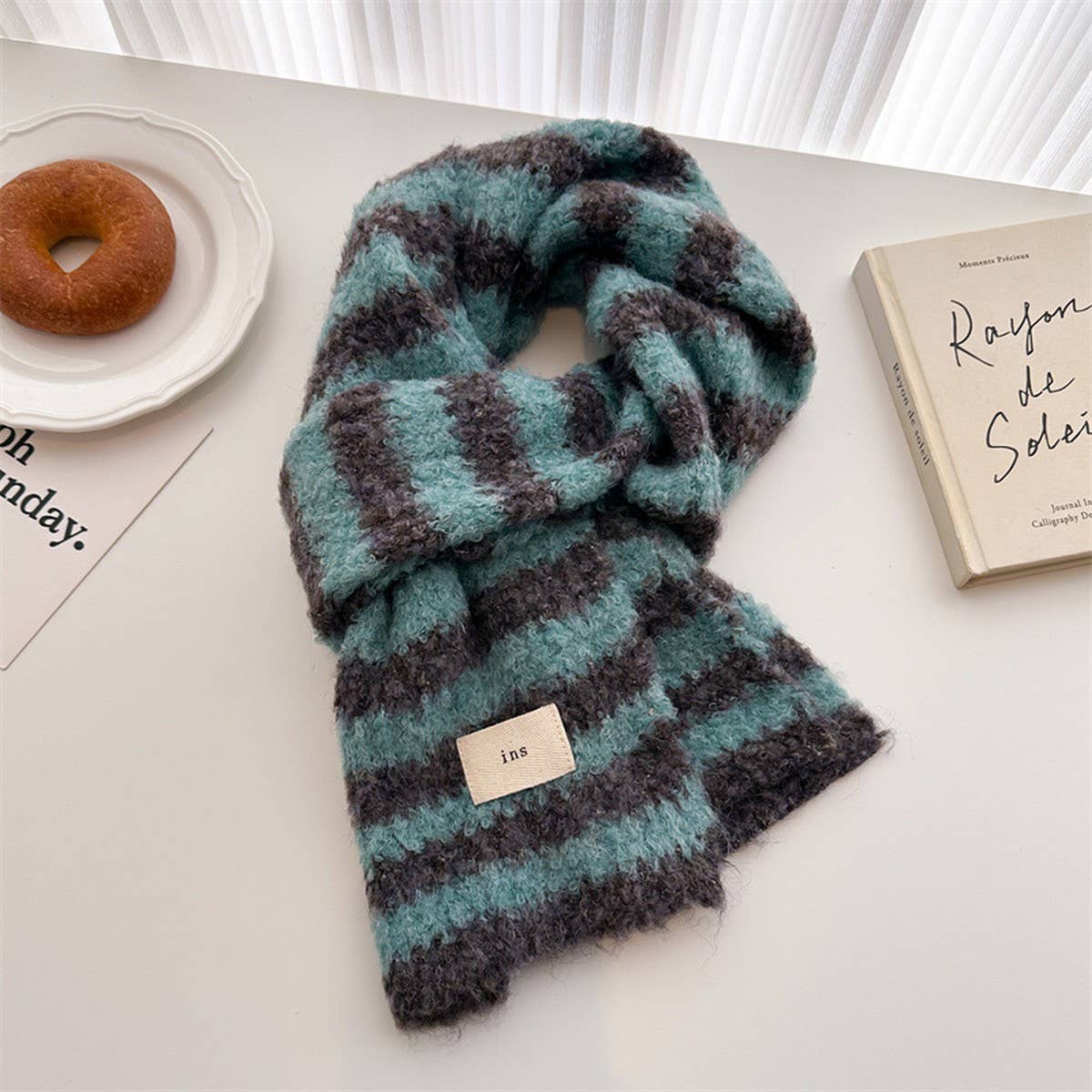 Chic Colorblock Wool Knit Scarf - Cozy Shawl_CWASC1450