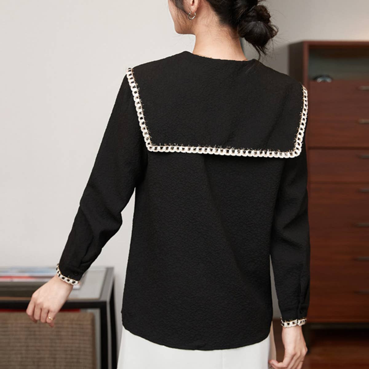 JACQUARD CHIFFON BLOUSE FOR WOMEN