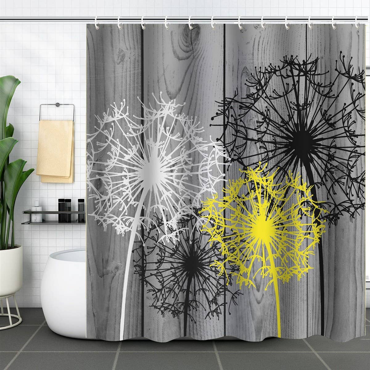 DANDELION FLOWER WATERPROOF SHOWER CURTAIN