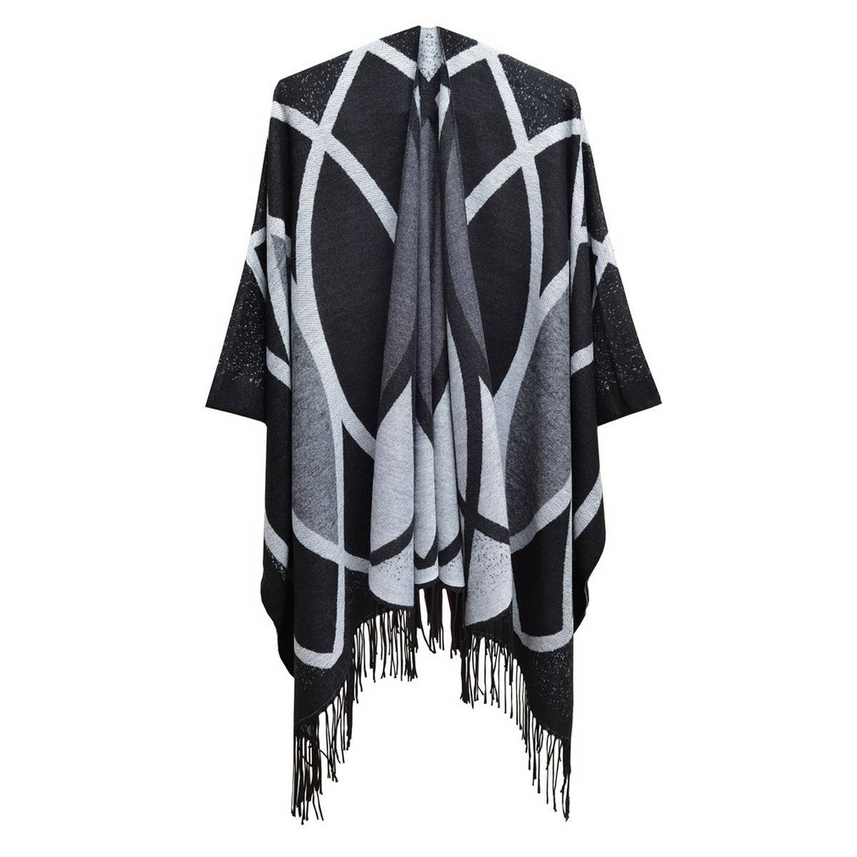 TASSELS WITH LINES KEEP WARM AND SPLIT SHAWL