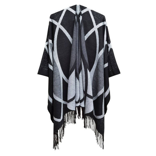 TASSELS WITH LINES KEEP WARM AND SPLIT SHAWL