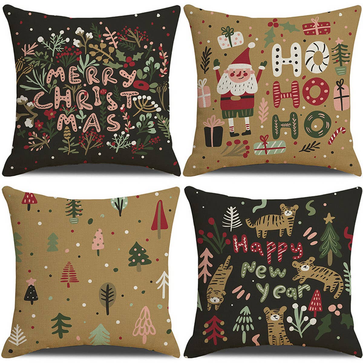 CARTOON SANTA CLAUS LINEN PILLOWCASE_CWMM1376