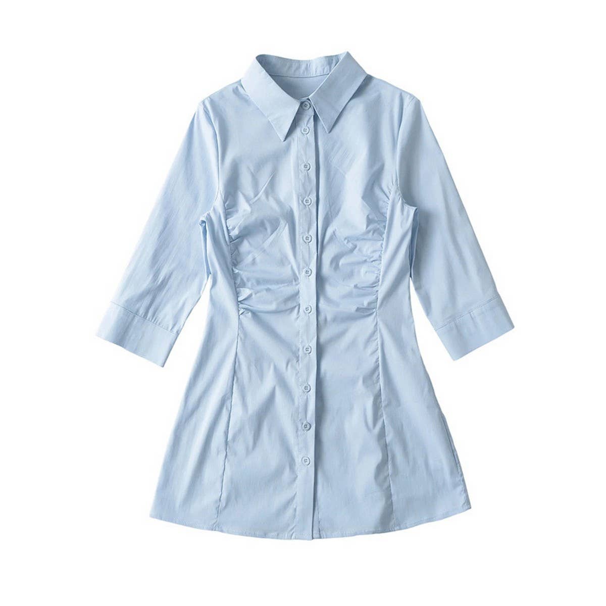 One-breasted shirt dress with POLO neck and waist